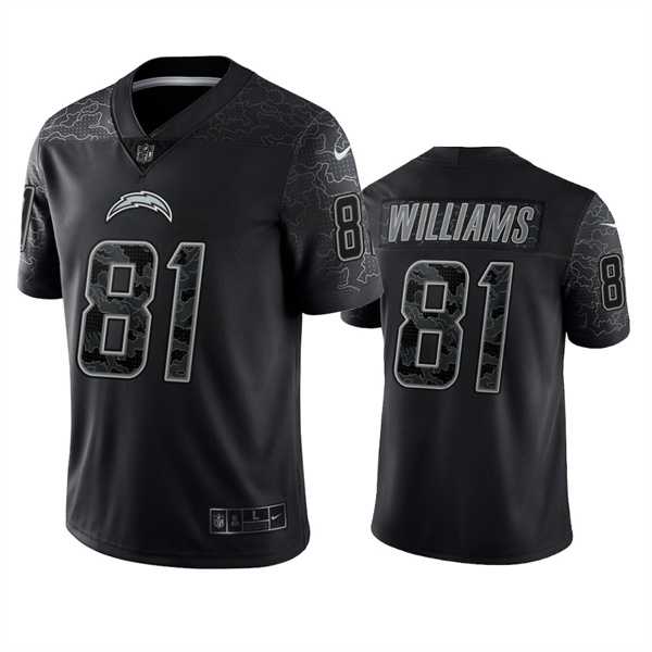 Men's Los Angeles Chargers #81 Mike Williams Black Reflective Limited Stitched Football Jersey,We sell and wholesale Men's Los Angeles Chargers #81 Mike Williams Black Reflective Limited Stitched Football Jersey on line form chian!